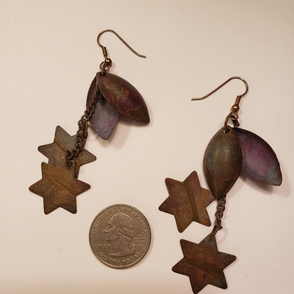 Vintage boho pierced earrings - Picture 2 of 2
